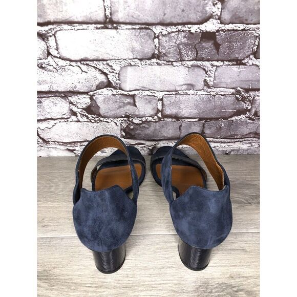 Aquatalia Blue Suede Leather Ankle Strap Heel Sandals Women’s Sz 11M US/42EU - Picture 5 of 16